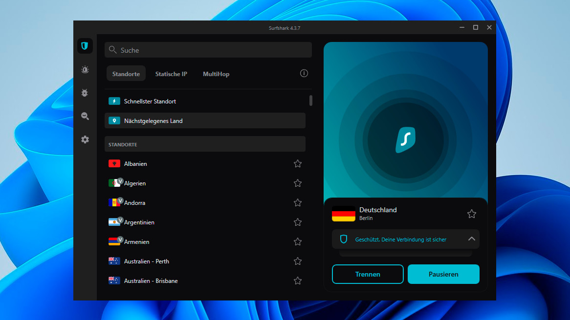 Surfshark: Server-Liste